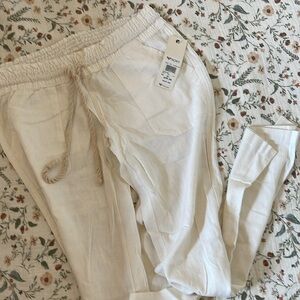 Roxy white linen low rise pants y2k